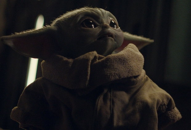 Baby yoda looks up Blank Meme Template