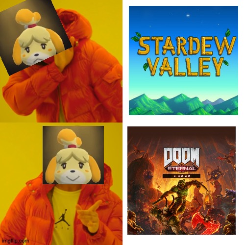 Isabelle Promoting The New Doom Eternal | image tagged in memes,nintendo,bethesda | made w/ Imgflip meme maker