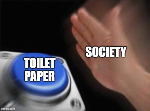 Blank Nut Button | SOCIETY; TOILET PAPER | image tagged in memes,blank nut button | made w/ Imgflip meme maker