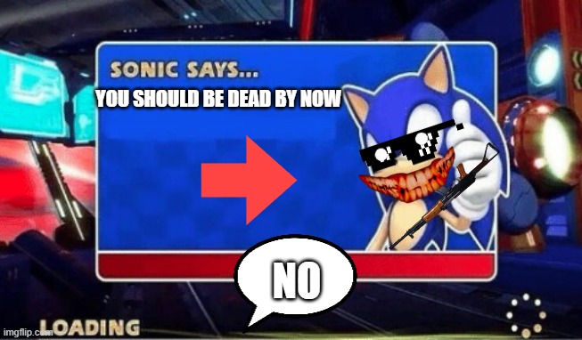 Sonic Says | YOU SHOULD BE DEAD BY NOW; NO | image tagged in sonic says | made w/ Imgflip meme maker