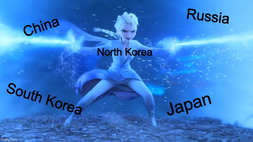 Hang in there | Russia; China; North Korea; Japan; South Korea | image tagged in coronavirus | made w/ Imgflip meme maker