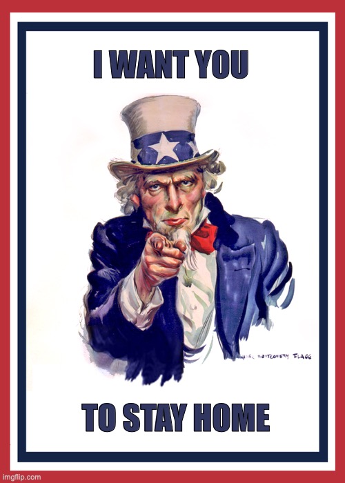 I want you (Uncle Sam) | I WANT YOU; TO STAY HOME | image tagged in i want you uncle sam | made w/ Imgflip meme maker