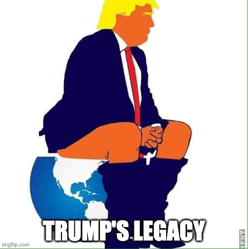 Trump's Legacy | TRUMP'S LEGACY | image tagged in trump,toilet,planet | made w/ Imgflip meme maker