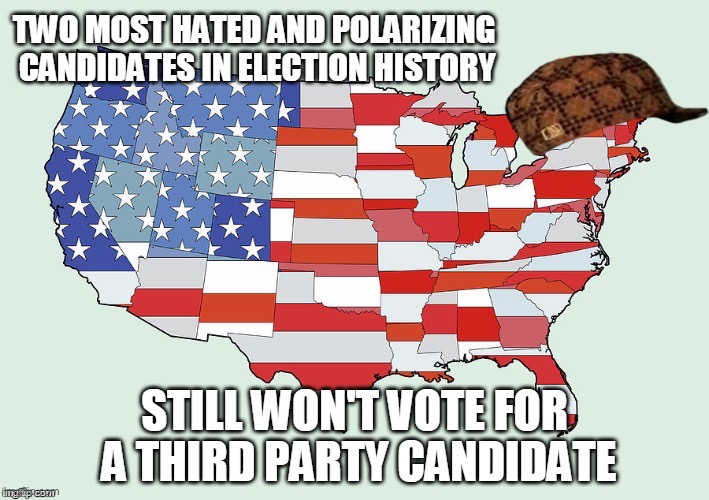 And this is the number one reason I hate America. They use no logic whatsoever when it comes to electing people......-_- | image tagged in scumbag america,scumbag american people,democrats,republicans,independent,election 2020 | made w/ Imgflip meme maker