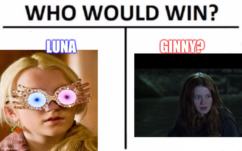 Who Would Win? Meme | LUNA; GINNY? | image tagged in memes,who would win | made w/ Imgflip meme maker