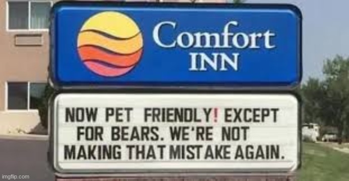 What About Lions? | image tagged in funny signs,hotel,comfort | made w/ Imgflip meme maker