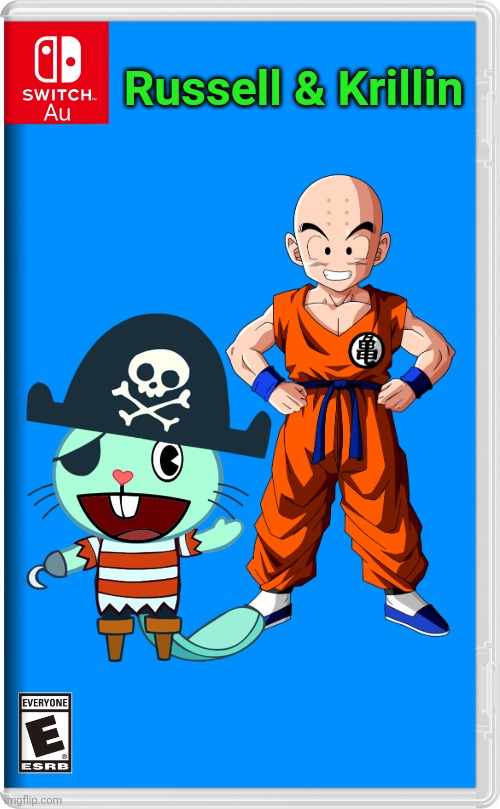 Russell & Krillin | Russell & Krillin | image tagged in switch au template,krillin,happy tree friends,crossover | made w/ Imgflip meme maker