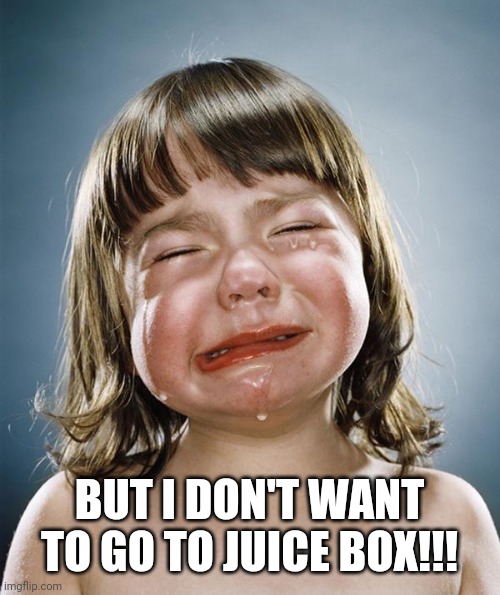 crying girl | BUT I DON'T WANT TO GO TO JUICE BOX!!! | image tagged in crying girl | made w/ Imgflip meme maker