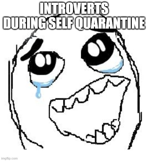 Happy Guy Rage Face Meme | INTROVERTS DURING SELF QUARANTINE | image tagged in memes,happy guy rage face | made w/ Imgflip meme maker