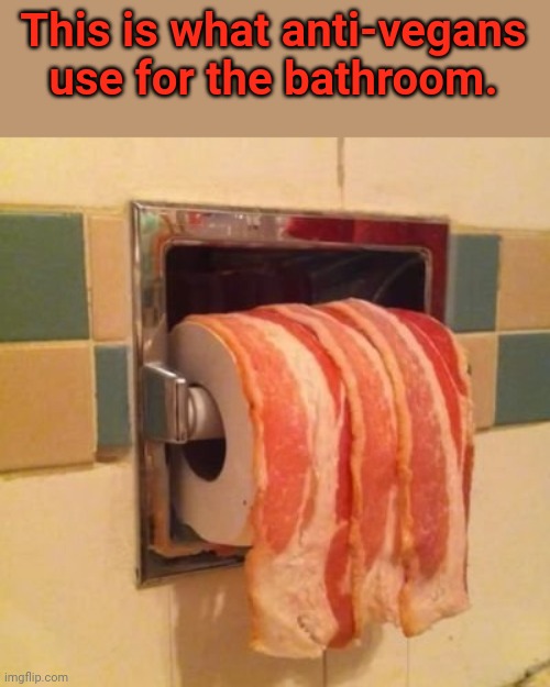 Bacon toilet paper | This is what anti-vegans use for the bathroom. | image tagged in bacon,toilet paper,funny,memes,dank memes,dank meme | made w/ Imgflip meme maker