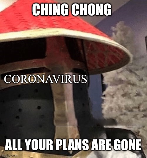 Ching Chong Crusader | CHING CHONG ALL YOUR PLANS ARE GONE CORONAVIRUS | image tagged in ching chong crusader | made w/ Imgflip meme maker