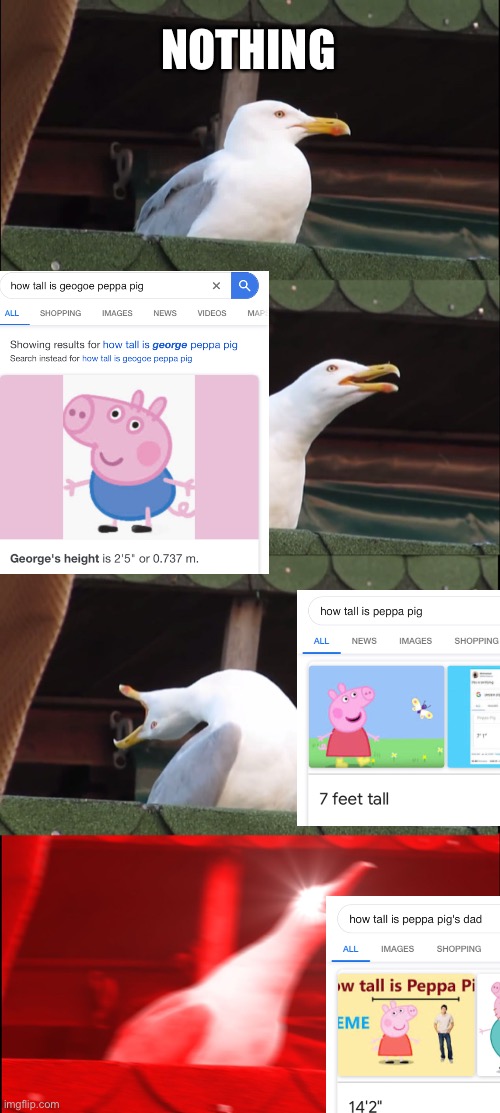 omg | NOTHING | image tagged in memes,inhaling seagull,omg,09pandaboy,funny,peppa pig | made w/ Imgflip meme maker