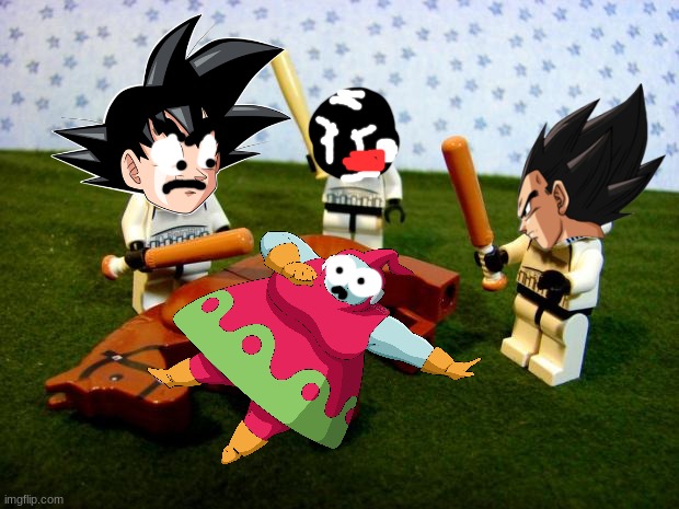Me and Kakarot and Vegeta beating up the annoying Ribrianne | image tagged in beating a dead horse,dragon ball super,ribrianne | made w/ Imgflip meme maker