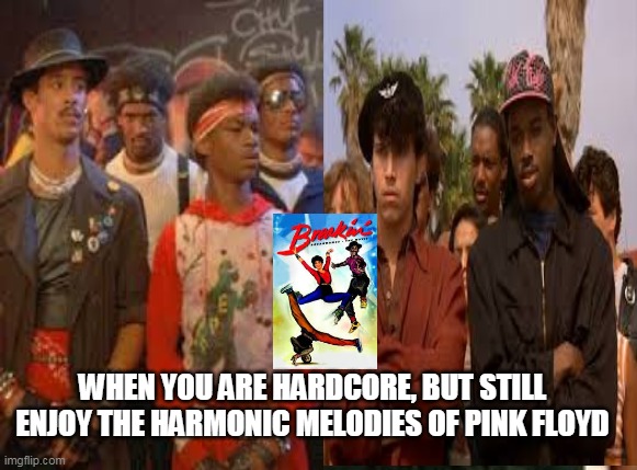 WHEN YOU ARE HARDCORE, BUT STILL ENJOY THE HARMONIC MELODIES OF PINK FLOYD | made w/ Imgflip meme maker