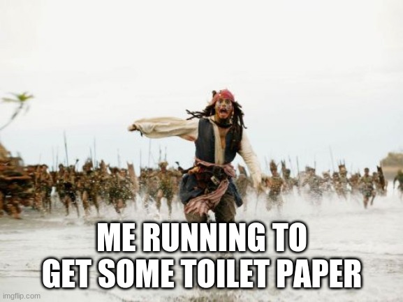 Jack Sparrow Being Chased Meme | ME RUNNING TO GET SOME TOILET PAPER | image tagged in memes,jack sparrow being chased | made w/ Imgflip meme maker