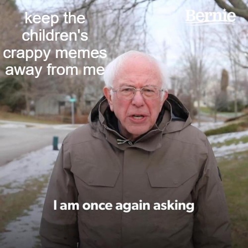 Bernie I Am Once Again Asking For Your Support Meme | keep the children's crappy memes away from me | image tagged in memes,bernie i am once again asking for your support | made w/ Imgflip meme maker