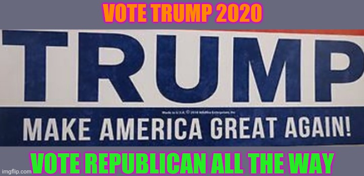 VOTE TRUMP 2020 VOTE REPUBLICAN ALL THE WAY | made w/ Imgflip meme maker