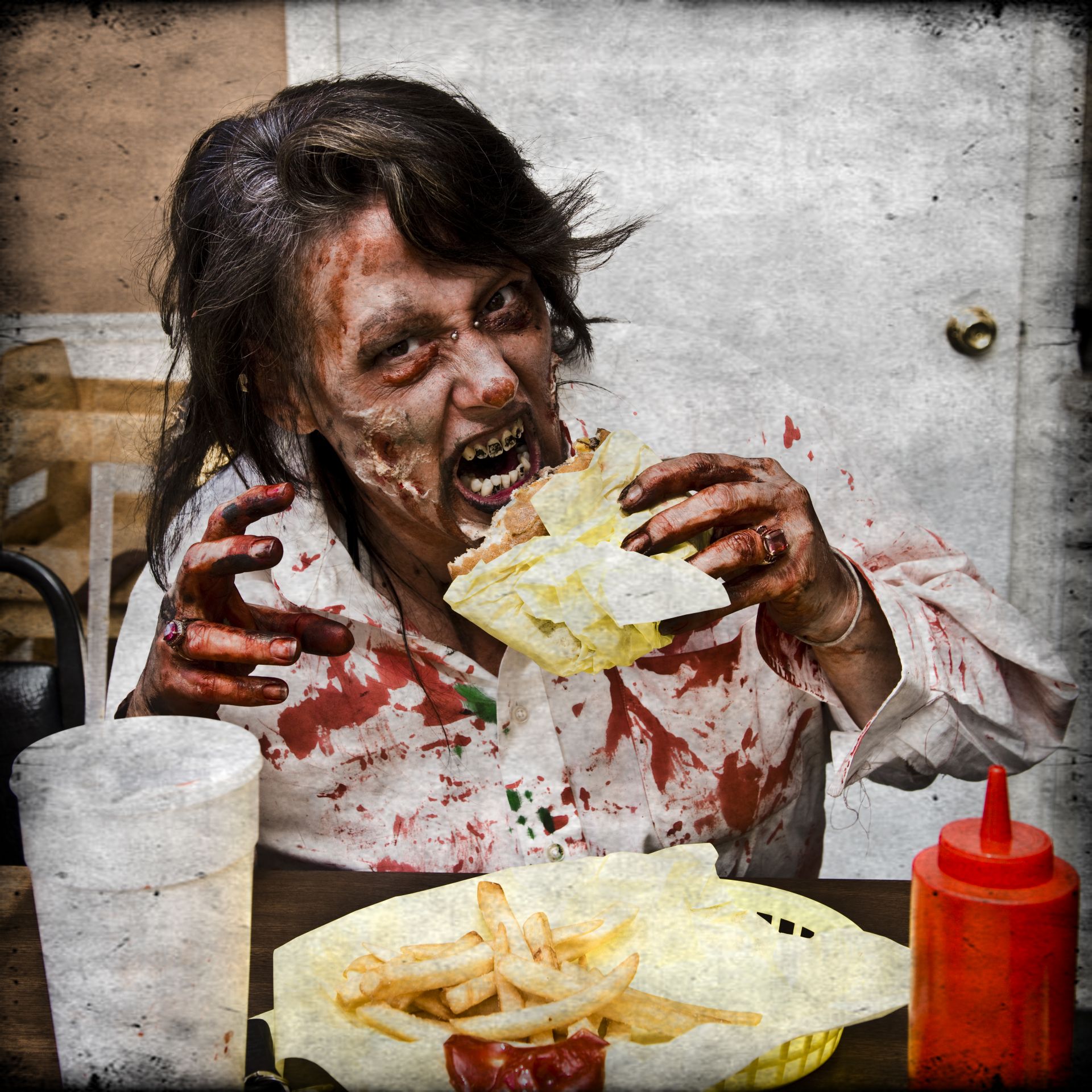Zombie Eating Food Blank Meme Template