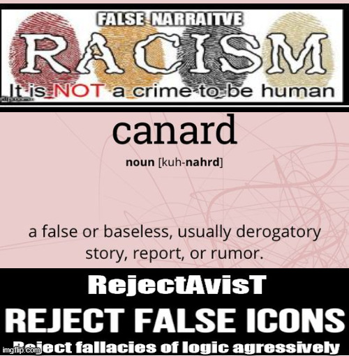 The RACISM Canard | image tagged in fallacies,rejectavist,false narative,kafka trap | made w/ Imgflip meme maker