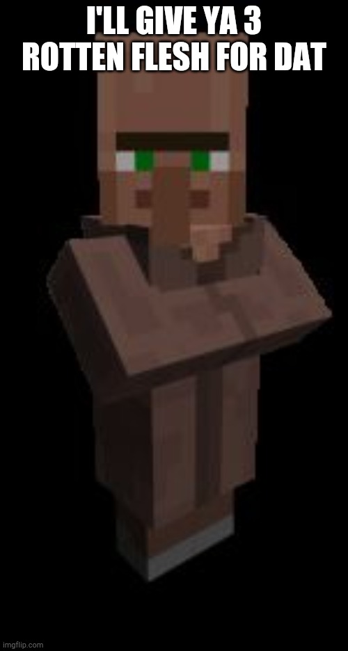 Minecraft Villager | I'LL GIVE YA 3 ROTTEN FLESH FOR DAT | image tagged in minecraft villager | made w/ Imgflip meme maker