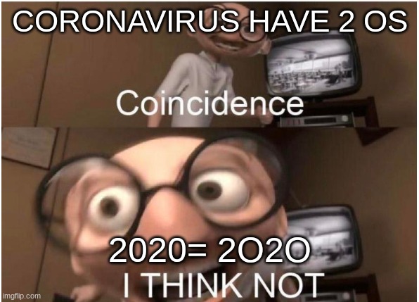 Coincidence, I THINK NOT | CORONAVIRUS HAVE 2 OS; 2020= 2O2O | image tagged in coincidence i think not | made w/ Imgflip meme maker