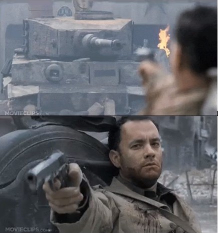 High Quality Tom hanks shooting a tank Blank Meme Template