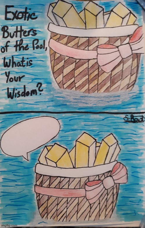 I made this drawing and it is now a template cause Exotic Butters are the wisest! | image tagged in exotic butters of the pool what is your wisdom | made w/ Imgflip meme maker