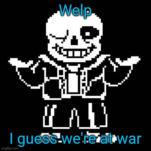 sans undertale | Welp I guess we're at war | image tagged in sans undertale | made w/ Imgflip meme maker