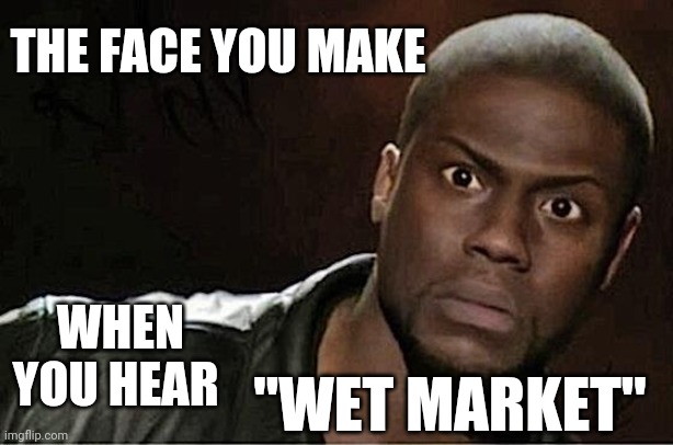 Kevin Hart | THE FACE YOU MAKE; WHEN YOU HEAR; "WET MARKET" | image tagged in memes,kevin hart,wet market,lol | made w/ Imgflip meme maker