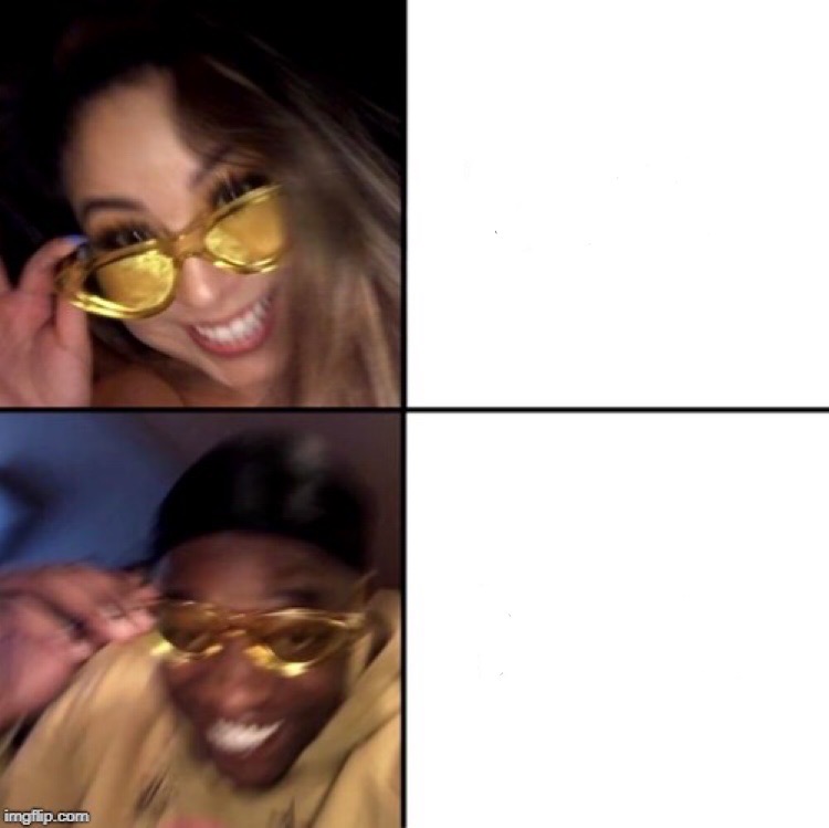 Yellow Glasses Girl & Black Guy Funny Blank Meme Template