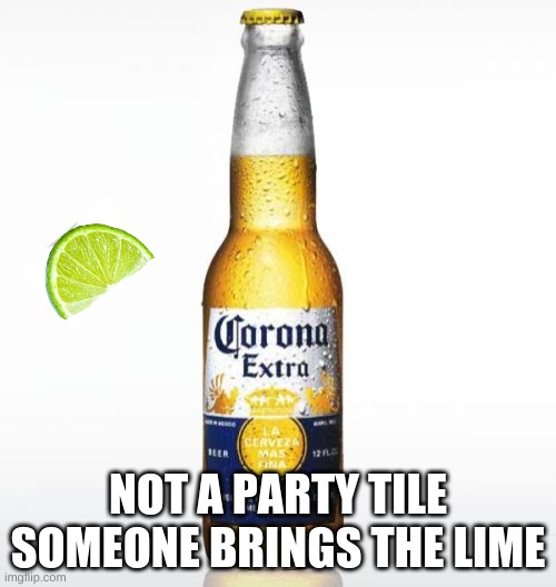 Corona | NOT A PARTY TILE SOMEONE BRINGS THE LIME | image tagged in memes,corona | made w/ Imgflip meme maker