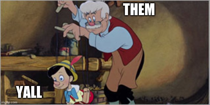 Geppetto got yall | THEM; YALL | image tagged in facts,manipulation | made w/ Imgflip meme maker