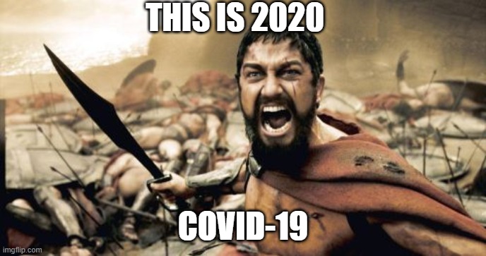 Sparta Leonidas Meme | THIS IS 2020; COVID-19 | image tagged in memes,sparta leonidas | made w/ Imgflip meme maker