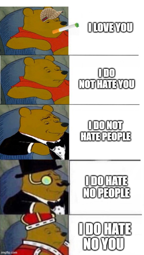 Winnie The Pooh 5x template I LOVE YOU; I DO NOT HATE YOU; I DO NOT HATE PE...
