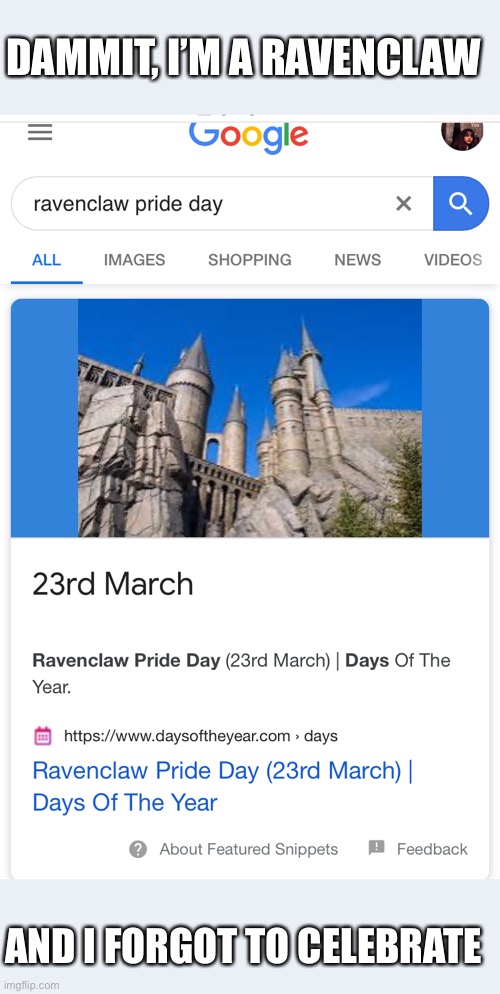 Sad Ravenclaw is sad | DAMMIT, I’M A RAVENCLAW; AND I FORGOT TO CELEBRATE | image tagged in ravenclaw,harry potter,celebration | made w/ Imgflip meme maker