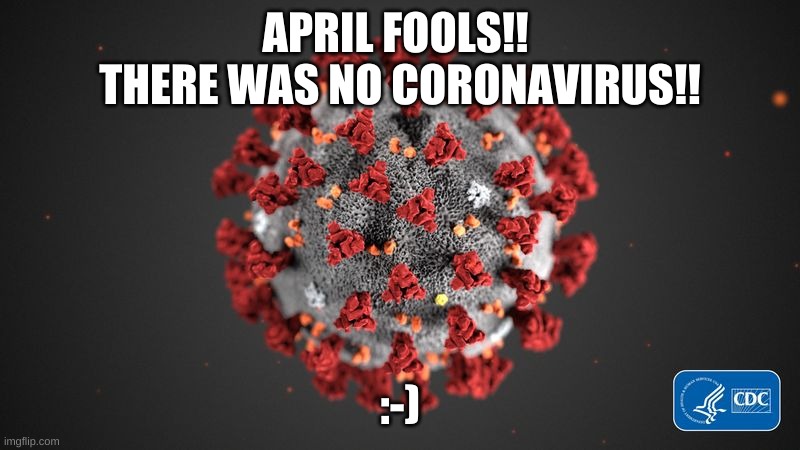 Covid 19 | APRIL FOOLS!! 
THERE WAS NO CORONAVIRUS!! :-) | image tagged in covid 19 | made w/ Imgflip meme maker