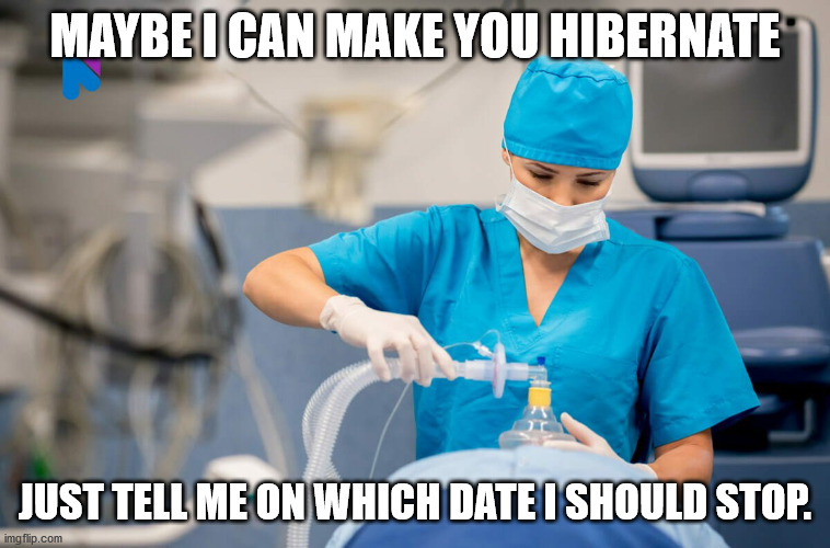 MAYBE I CAN MAKE YOU HIBERNATE JUST TELL ME ON WHICH DATE I SHOULD STOP. | made w/ Imgflip meme maker