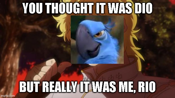 But it was me Dio | YOU THOUGHT IT WAS DIO; BUT REALLY IT WAS ME, RIO | image tagged in but it was me dio | made w/ Imgflip meme maker