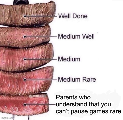 Really rare | Parents who understand that you can’t pause games rare | image tagged in really rare | made w/ Imgflip meme maker
