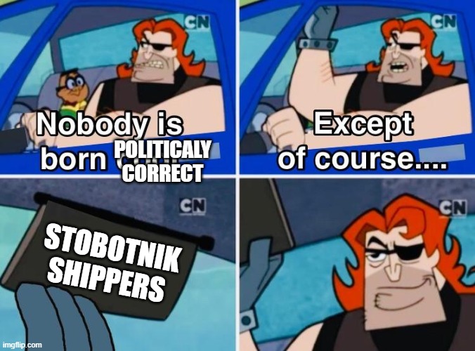Nobody is born cool | POLITICALY CORRECT; STOBOTNIK SHIPPERS | image tagged in nobody is born cool | made w/ Imgflip meme maker