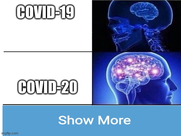 Big Brain Covid-19 | COVID-19; COVID-20 | image tagged in pranked,covid-19,covid-20,show more pranks,hahahahahahahahahahahahahahah got u,ooooof size large | made w/ Imgflip meme maker