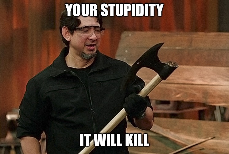It Will Kill | YOUR STUPIDITY; IT WILL KILL | image tagged in forged in fire,it will kill | made w/ Imgflip meme maker