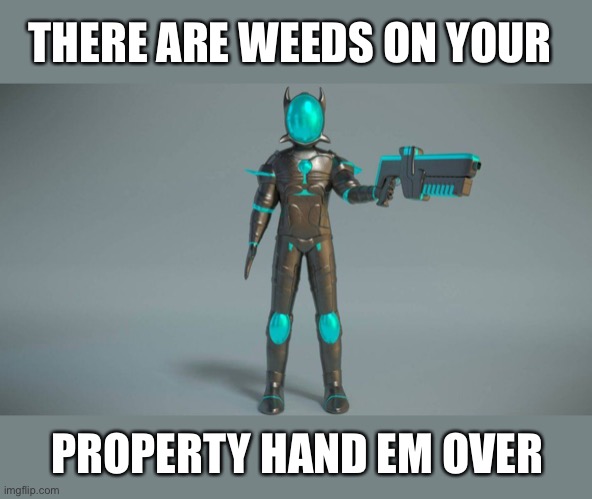 THERE ARE WEEDS ON YOUR; PROPERTY HAND EM OVER | image tagged in memes | made w/ Imgflip meme maker