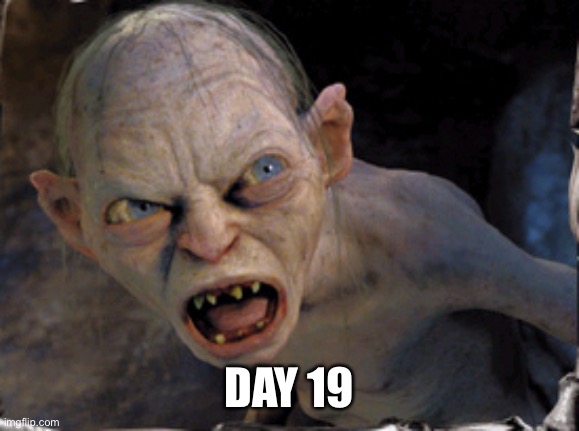 Gollum lord of the rings | DAY 19 | image tagged in gollum lord of the rings | made w/ Imgflip meme maker
