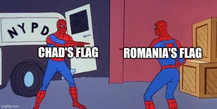 Spider Man Double | CHAD'S FLAG; ROMANIA'S FLAG | image tagged in spider man double,memes | made w/ Imgflip meme maker