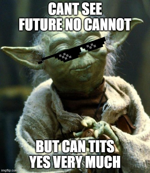 Star Wars Yoda | CANT SEE FUTURE NO CANNOT; BUT CAN TITS YES VERY MUCH | image tagged in memes,star wars yoda | made w/ Imgflip meme maker