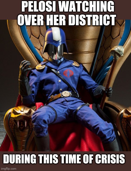 PELOSI WATCHING OVER HER DISTRICT; DURING THIS TIME OF CRISIS | image tagged in funny memes | made w/ Imgflip meme maker