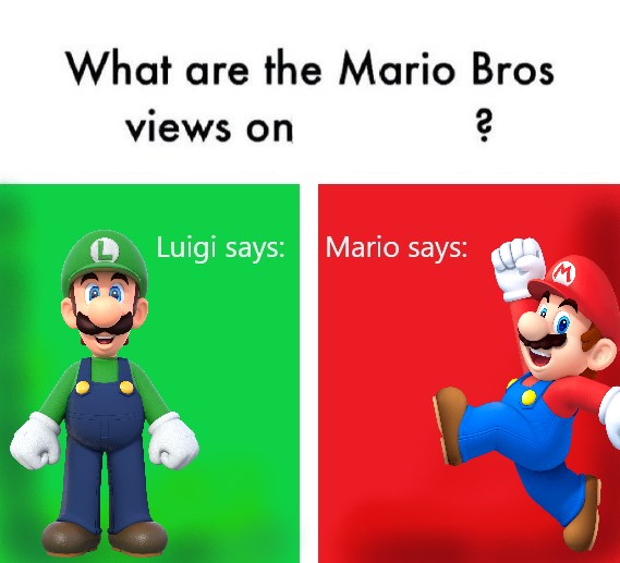 Mario Bros views reversed Blank Meme Template