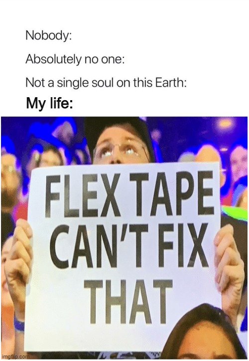 My life: | image tagged in flex tape,phil swift that's a lotta damage flex tape/seal,phil swift flex tape,this is my life | made w/ Imgflip meme maker