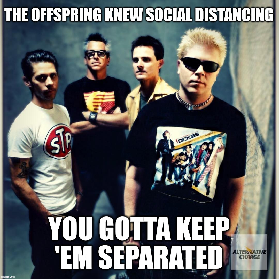 The Offspring were ahead of their time | THE OFFSPRING KNEW SOCIAL DISTANCING; YOU GOTTA KEEP 'EM SEPARATED | image tagged in social distancing,the offspring | made w/ Imgflip meme maker